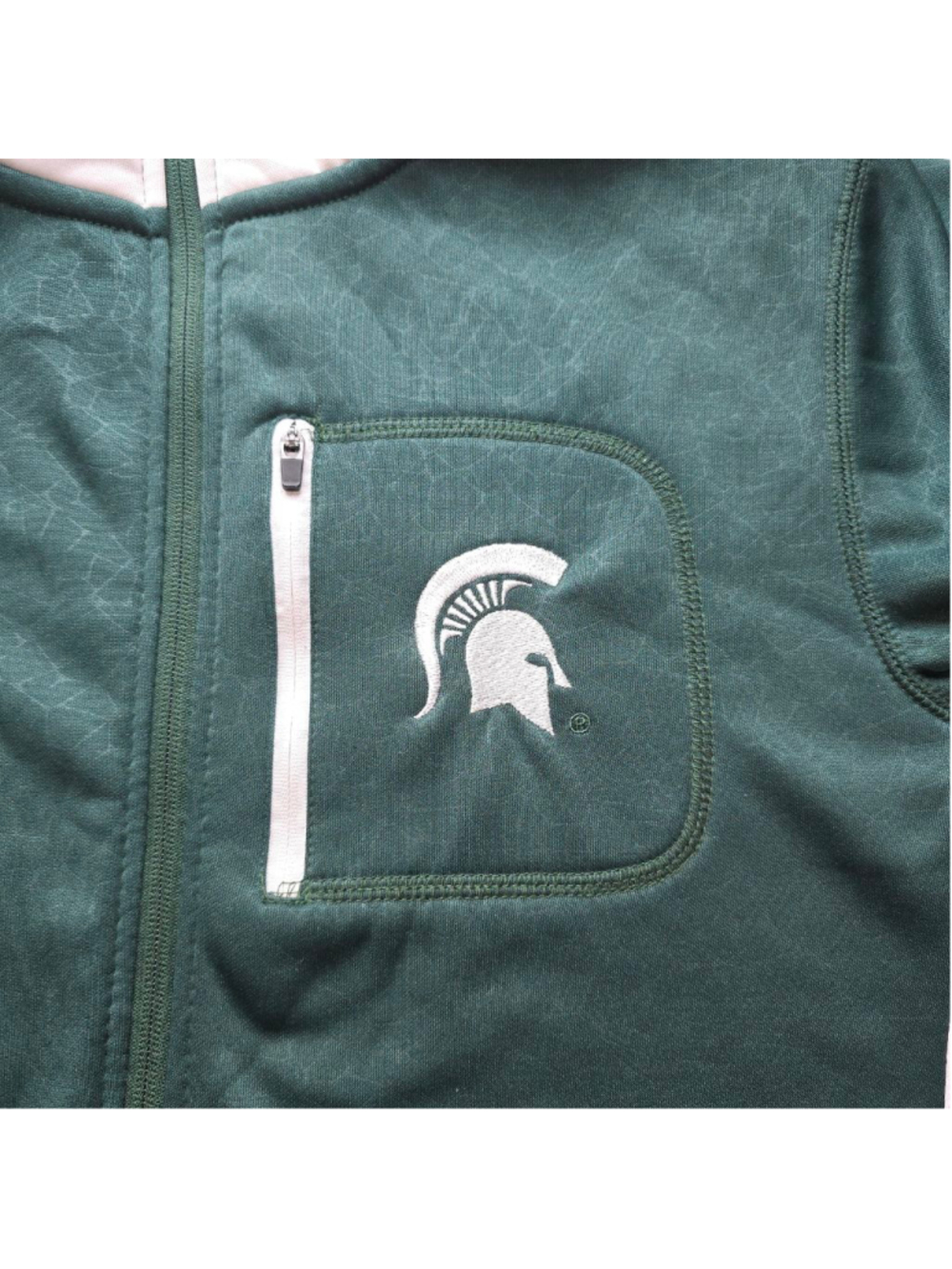 Michigan State Spartans Colosseum Full Zip Hoodie Jacket Mens M Green White - Picture 3 of 11
